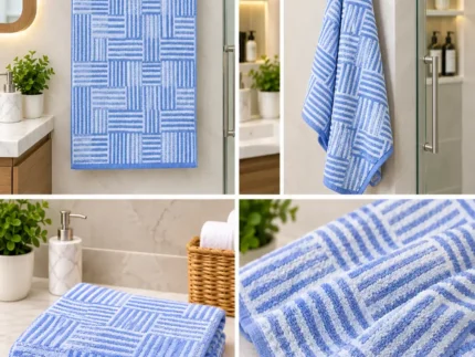 Blue Geometric Stripe Towel