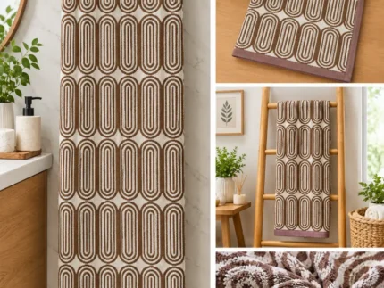 Mocha Brown, Cream, and Mauve Towel